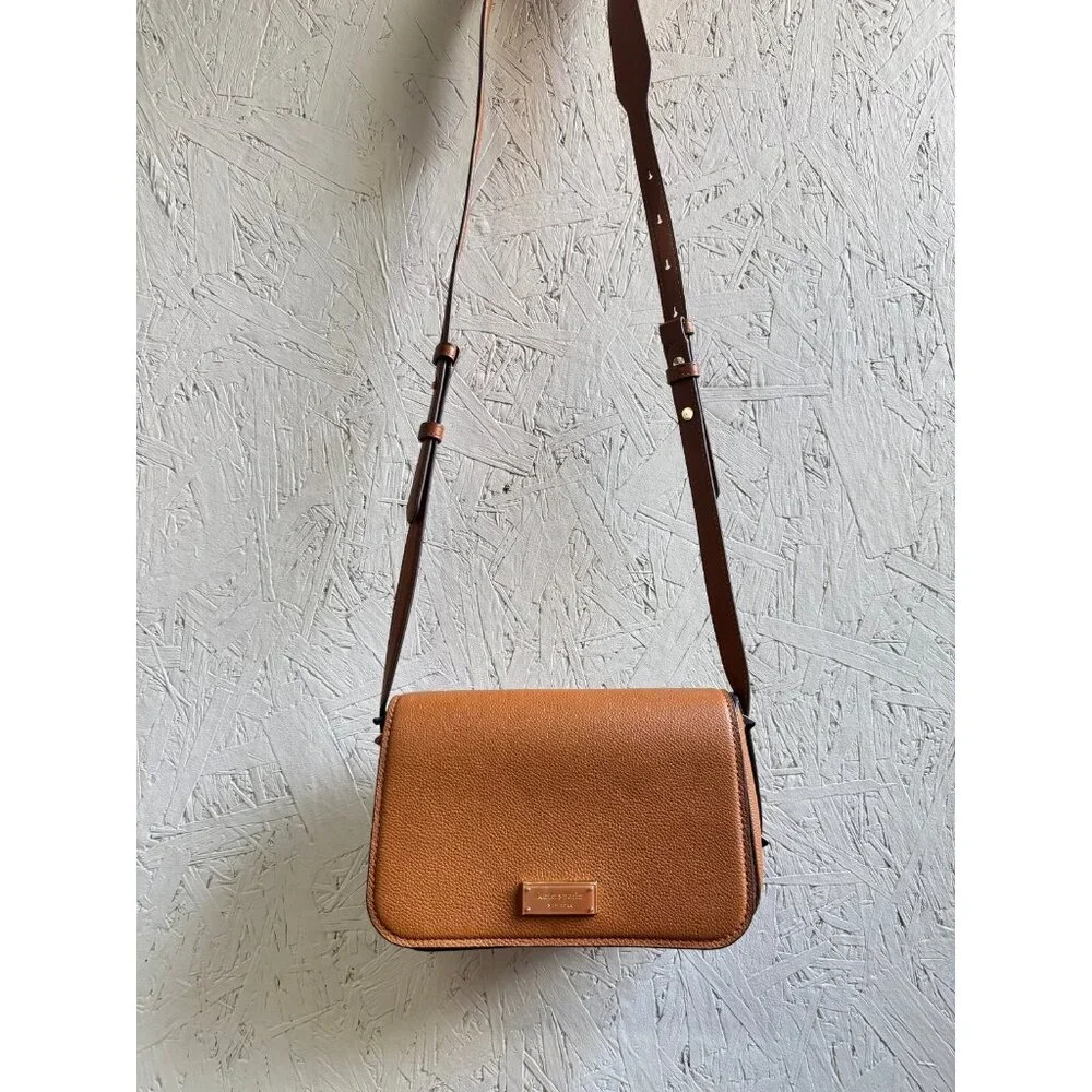 KATE SPADE NY Liv pebbled leather flap crossbody - Cavern Clay /Tan